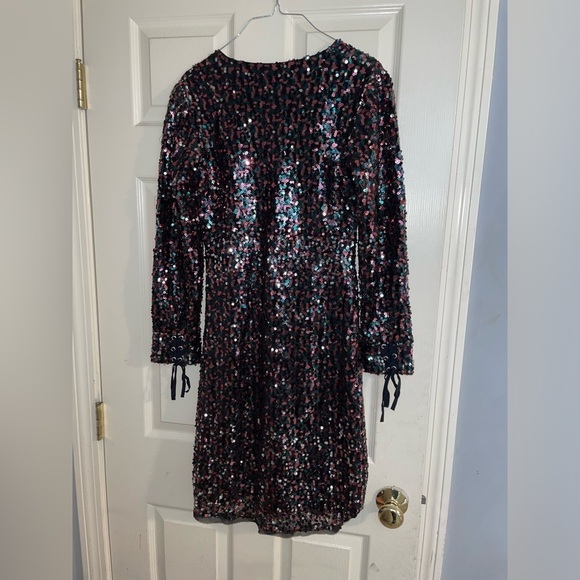 New Antik Batik Lazer Lace-up Sequin Tulle Mini Dress 🪩 SZ 6 NWT! - Picture 12 of 16